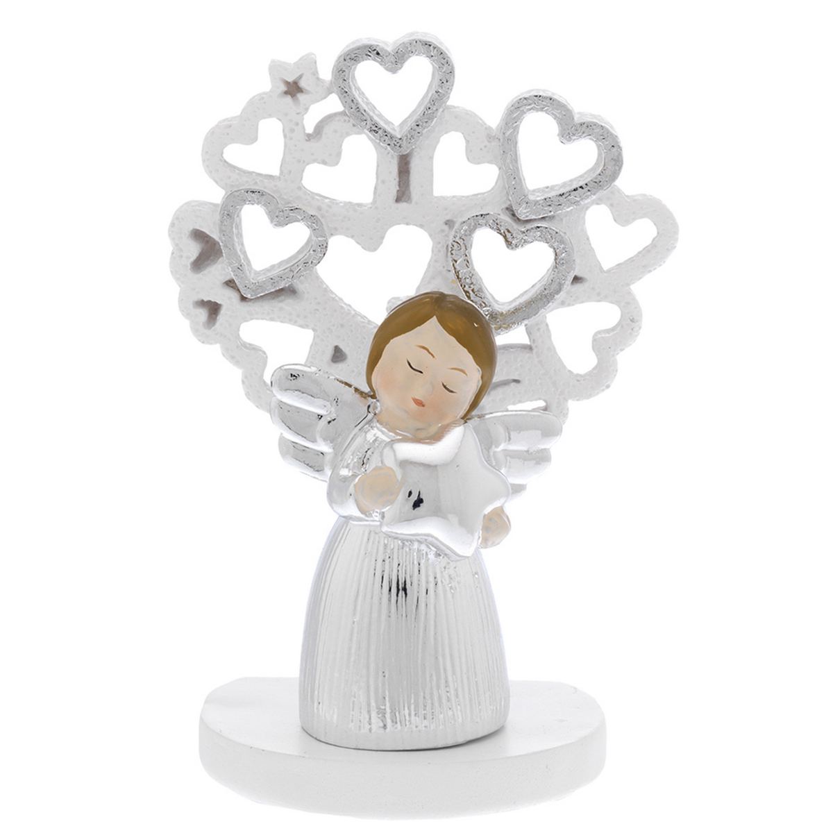 Bagutta Albero della Vita Argentato con Angioletto e Stella 8 cm