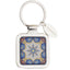 Bagutta Portachiavi Quadrato Maiolica Motivo Stella Blu e Arancione 7 cm
