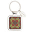Bagutta Portachiavi Quadrato Maiolica Motivo Arabesco Rosso e Verde 7 cm