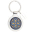 Bagutta Portachiavi Tondo Maiolica Motivo Rosone Blu e Arancione 7 cm