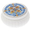 Bagutta Maioliche Cofanetto Tondo Bianco Liscio Decoro Blu e Giallo Ø 7,5x4 cm