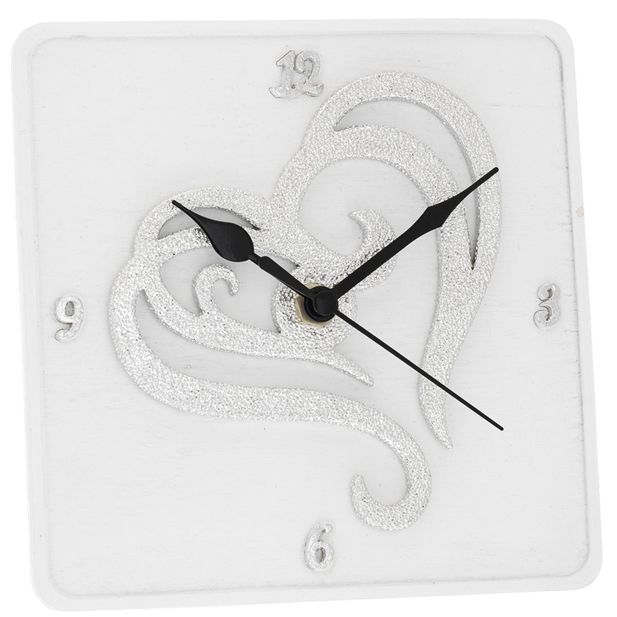 Bagutta Orologio da Tavolo Quadrato Decoro Cuore 15x15 cm