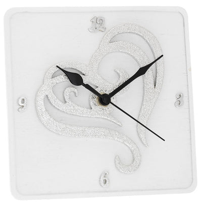 Bagutta Orologio da Tavolo Quadrato Decoro Cuore 15x15 cm