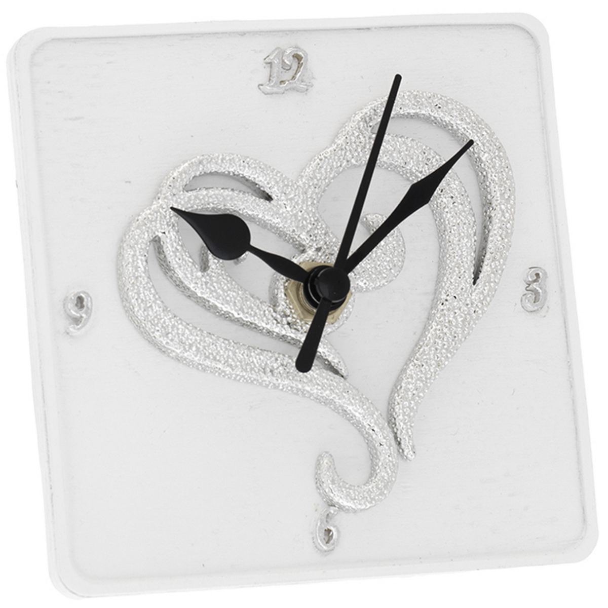 Bagutta Orologio da Tavolo Quadrato Decoro Cuore 10x10 cm