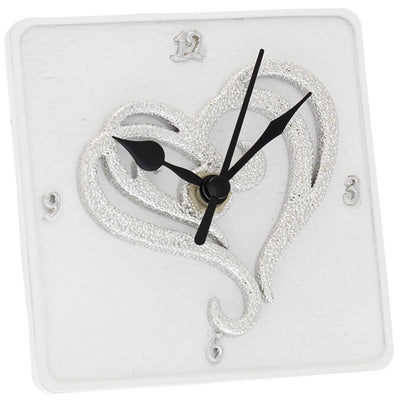 Bagutta Orologio da Tavolo Quadrato Decoro Cuore 10x10 cm