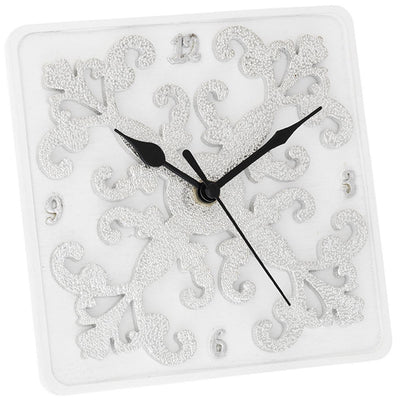 Bagutta Orologio da Tavolo Quadrato Decoro Barocco 10x10 cm