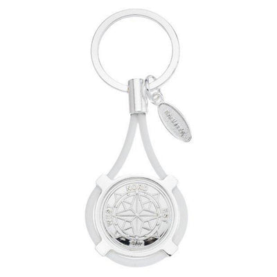 Bagutta Portachiavi Nautico con Rosa dei Venti e Cordone Bianco 9,5 cm