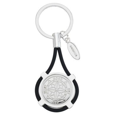 Bagutta Portachiavi Nautico con Rosa dei Venti e Cordone Nero 9,5 cm