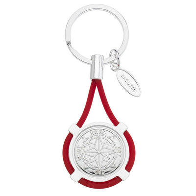 Bagutta Portachiavi Nautico con Rosa dei Venti e Cordone Rosso 9,5 cm