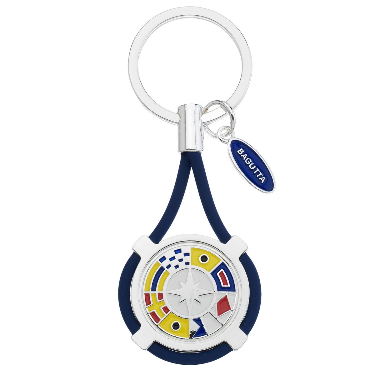 Bagutta Portachiavi Nautico con Bandiere e Cordone Blu 9,5 cm
