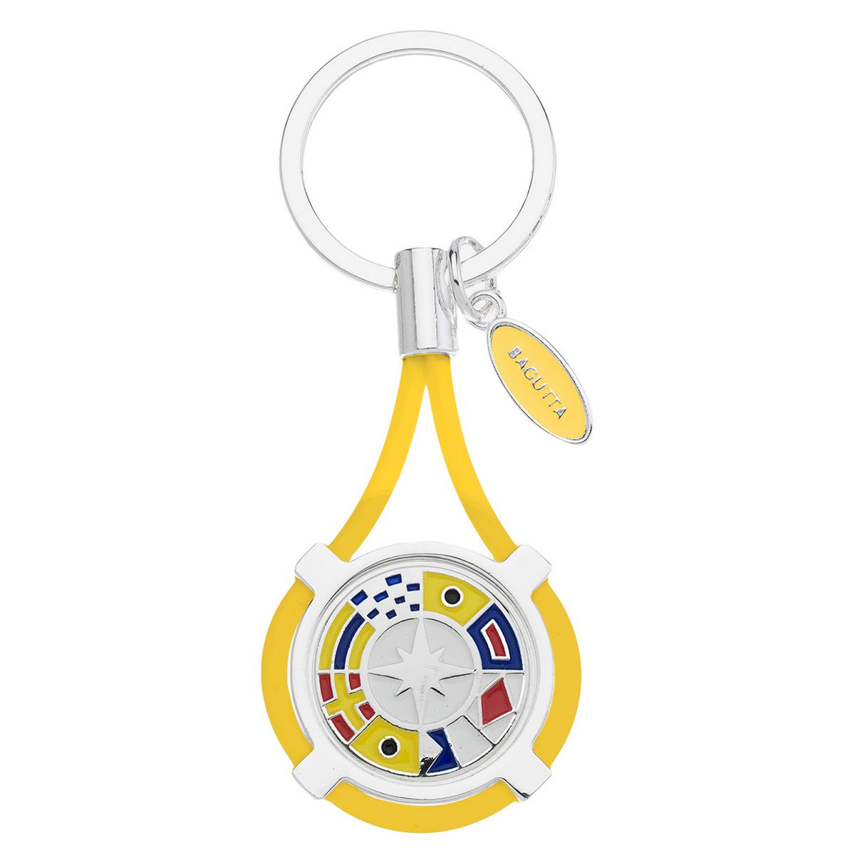 Bagutta Portachiavi Nautico con Bandiere e Cordone Giallo 9,5 cm