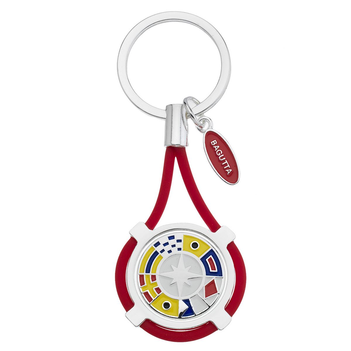 Bagutta Portachiavi Nautico con Bandiere e Cordone Rosso 9,5 cm