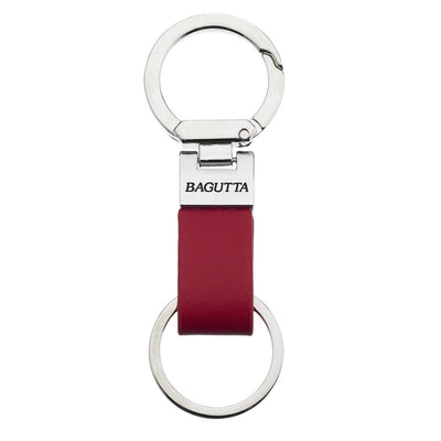 Bagutta Portachiavi Doppio Anello con Moschettone e Fascetta in Similpelle Rossa 10,5 cm