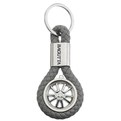 Bagutta Portachiavi con Ruota e Cordoncino Similpelle Grigio 9,5 cm