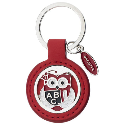Bagutta Portachiavi Laurea Rotondo Rosso con Gufo Rosso e Libro ABC 7,5 cm