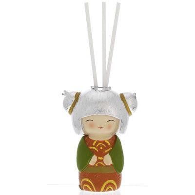 Bagutta Kokedoll Profumatore con Bastoncini, Kimono Verde Rosso e Arancione 9 cm