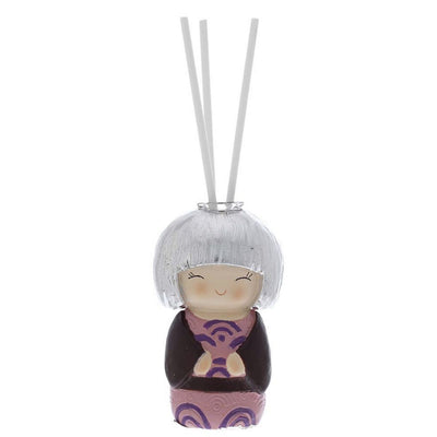 Bagutta Kokedoll Profumatore con Bastoncini, Kimono Viola e Nero 9 cm