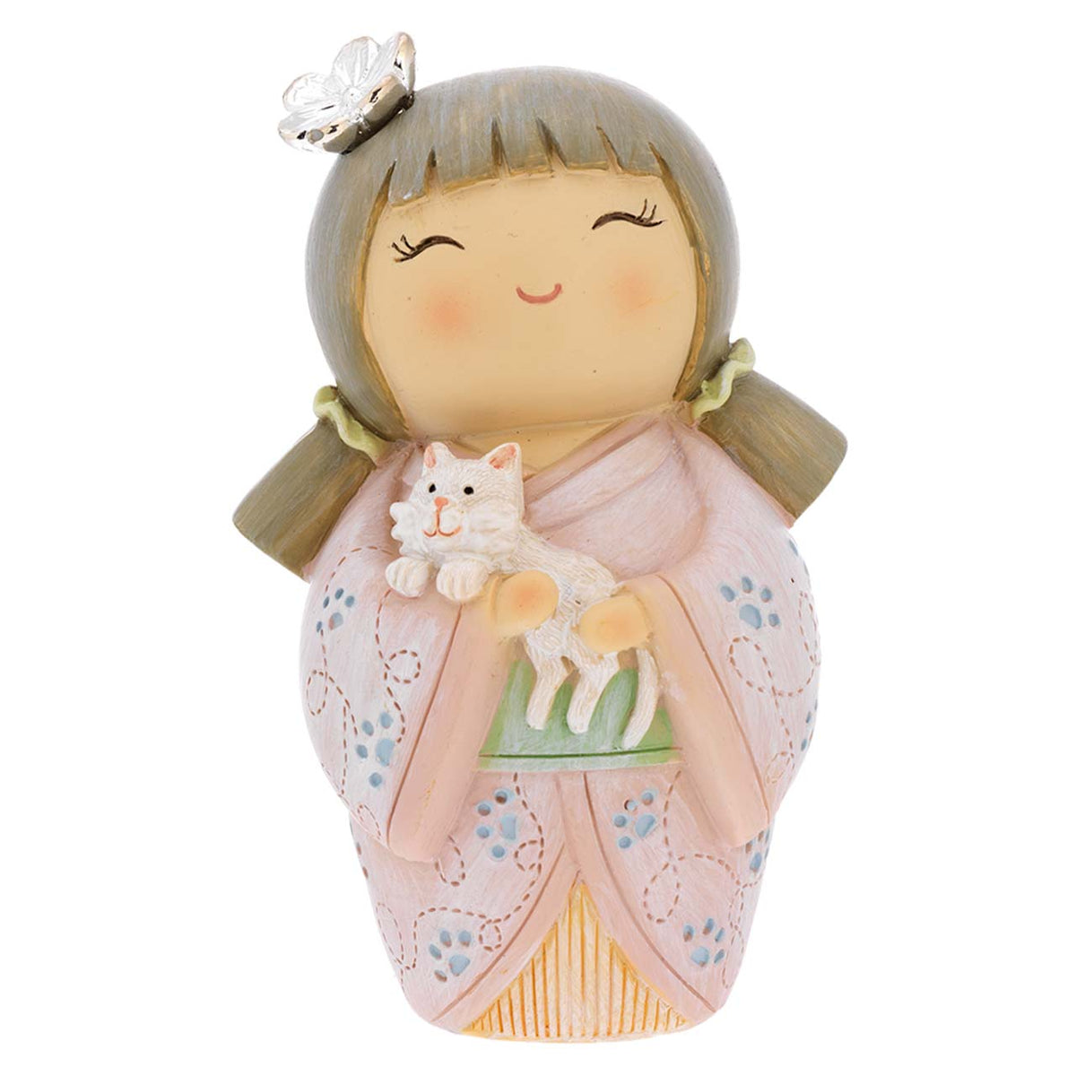 Bagutta Kokeshi Diffusore con Gatto, Kimono Rosa e Fragranza Inclusa 12,5 cm