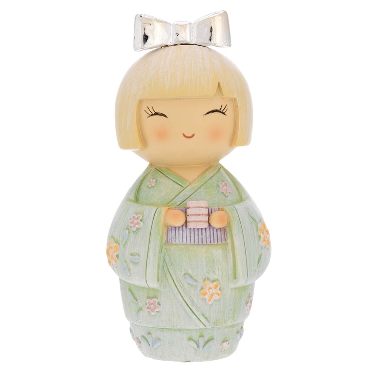 Bagutta Kokeshi Diffusore con Bicchiere, Kimono Verde e Fragranza Inclusa 12,5 cm