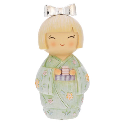 Bagutta Kokeshi Diffusore con Bicchiere, Kimono Verde e Fragranza Inclusa 12,5 cm