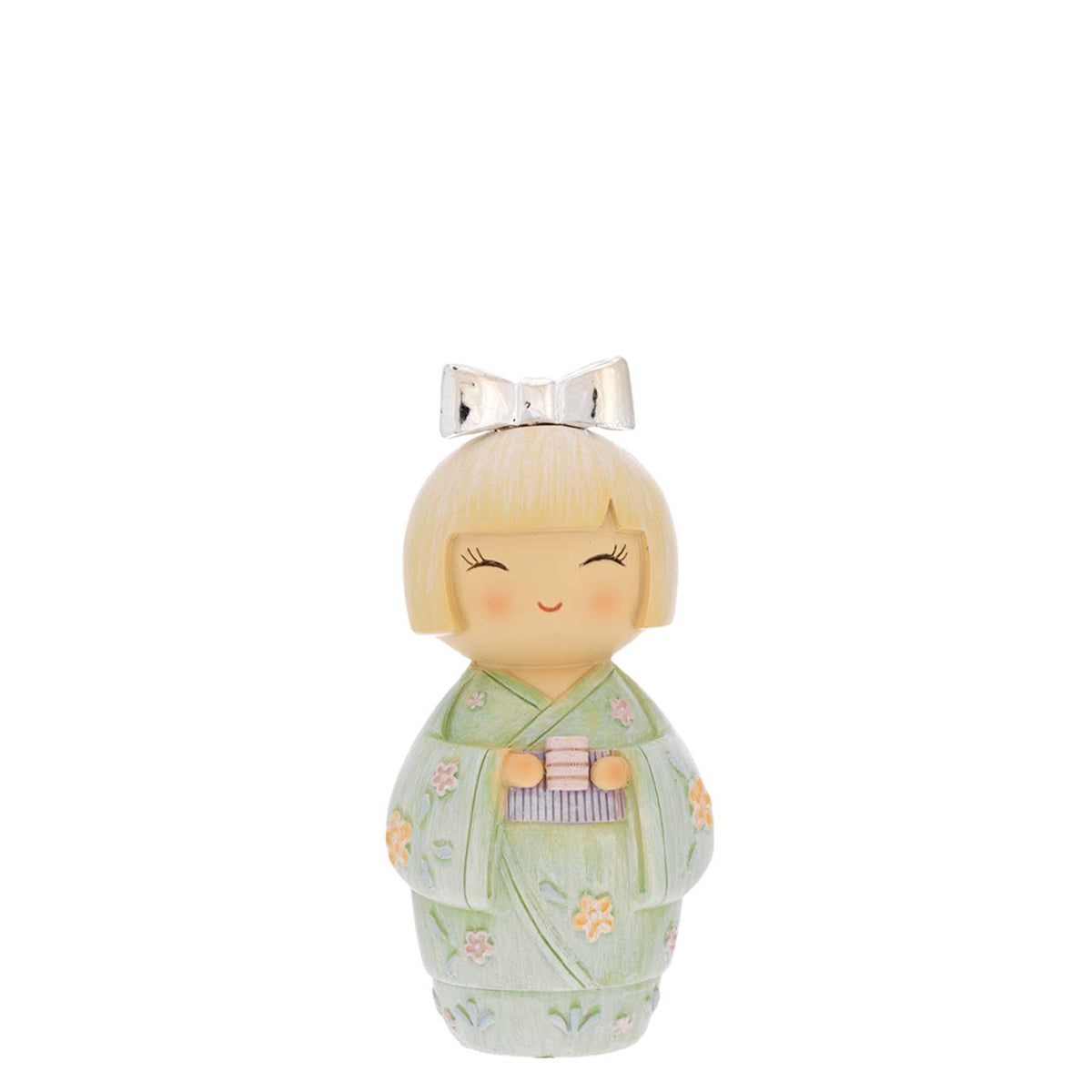 Bagutta Kokeshi Diffusore con Bicchiere, Kimono Verde e Fragranza Inclusa 8,5 cm
