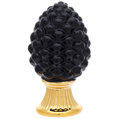 Bagutta Pigna Decorativa Nera con Base Dorata 10 cm