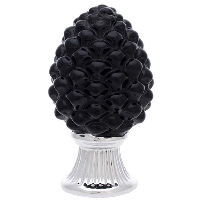 Bagutta Pigna Decorativa Nera con Base Argentata 15 cm