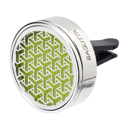 Bagutta Profumatore Auto Cromato Motivo Geometrico Verde con Fragranza e 4 Feltrini 4 cm