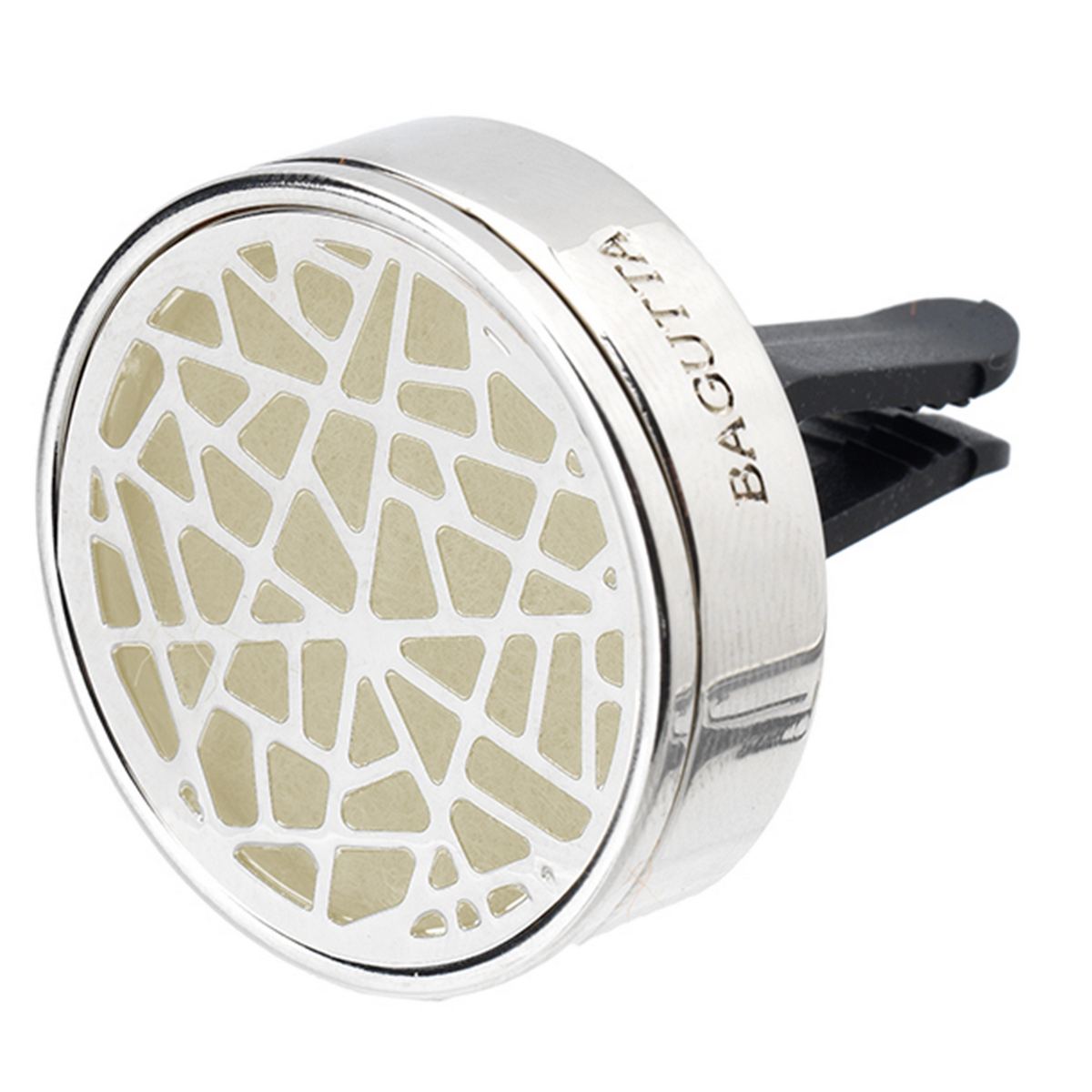 Bagutta Profumatore Auto Cromato Motivo Mosaico Beige con Fragranza e 4 Feltrini 4 cm