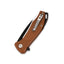 Vista manico G-10 marrone QSP Raven liner lock ceramic bearing