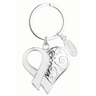 Bagutta Portachiavi Cuore Decorato con Nastro Bianco 8 cm