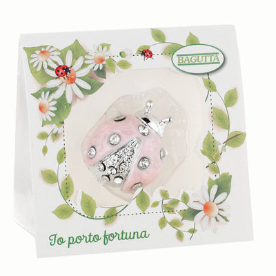 Bagutta Coccinella Portafortuna con Cristalli Rosa 4,5 cm