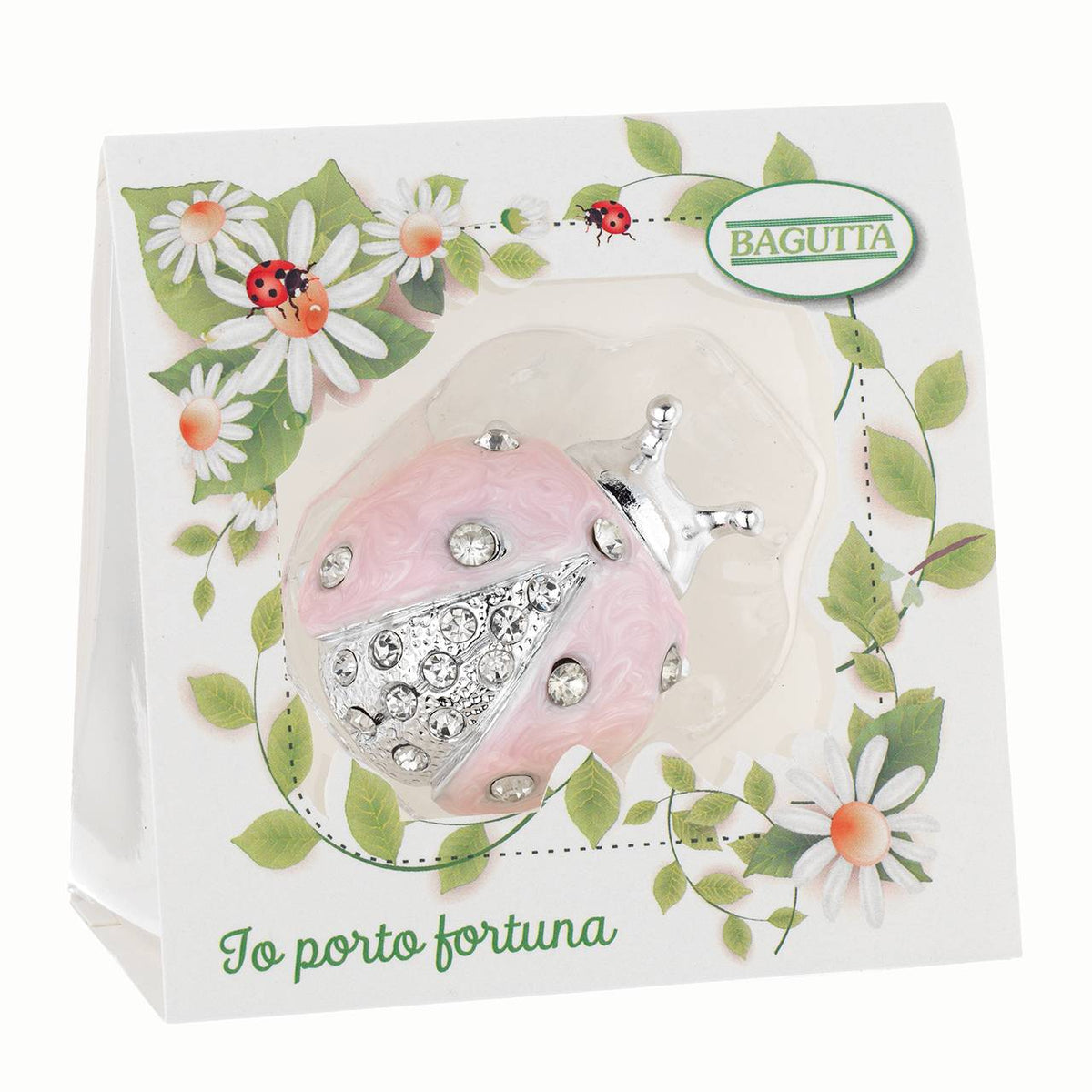 Bagutta Coccinella Portafortuna con Cristalli Rosa 6 cm