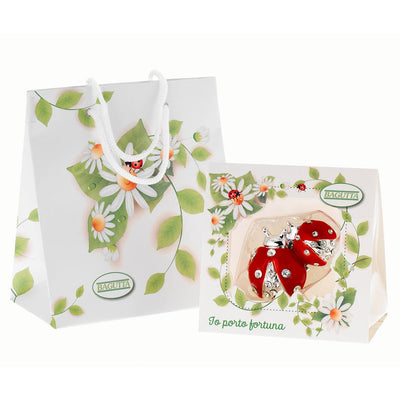 Bagutta Coppia di Coccinelle Portafortuna con Cristalli Azzurre 6 cm
