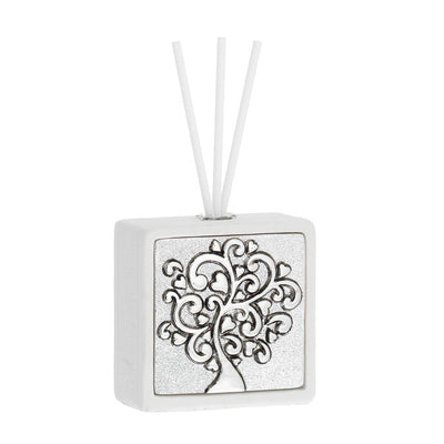 Bagutta Profumatore per Ambienti Quadrato Albero con Cuori Argentato 6x6 cm
