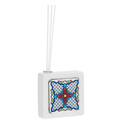 Bagutta Maiolica Blu Profumatore per Ambienti Quadrato Bianco 8x8x3 cm