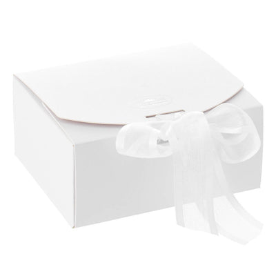 Bagutta Catene Cofanetto Quadrato Bianco a Coste Decoro Barocco Oro 8x8x4 cm