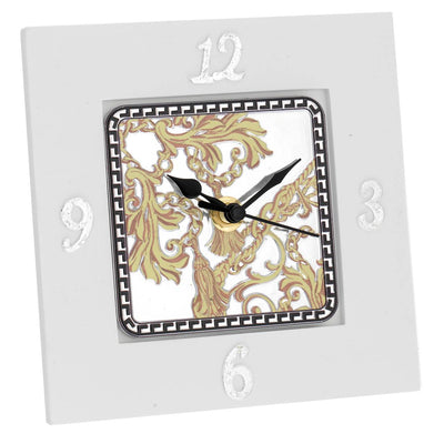 Bagutta Catene Orologio da Tavolo Quadrato Decoro Barocco Oro 15x15 cm
