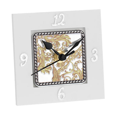 Bagutta Catene Orologio da Tavolo Quadrato Decoro Barocco Oro 10x10 cm