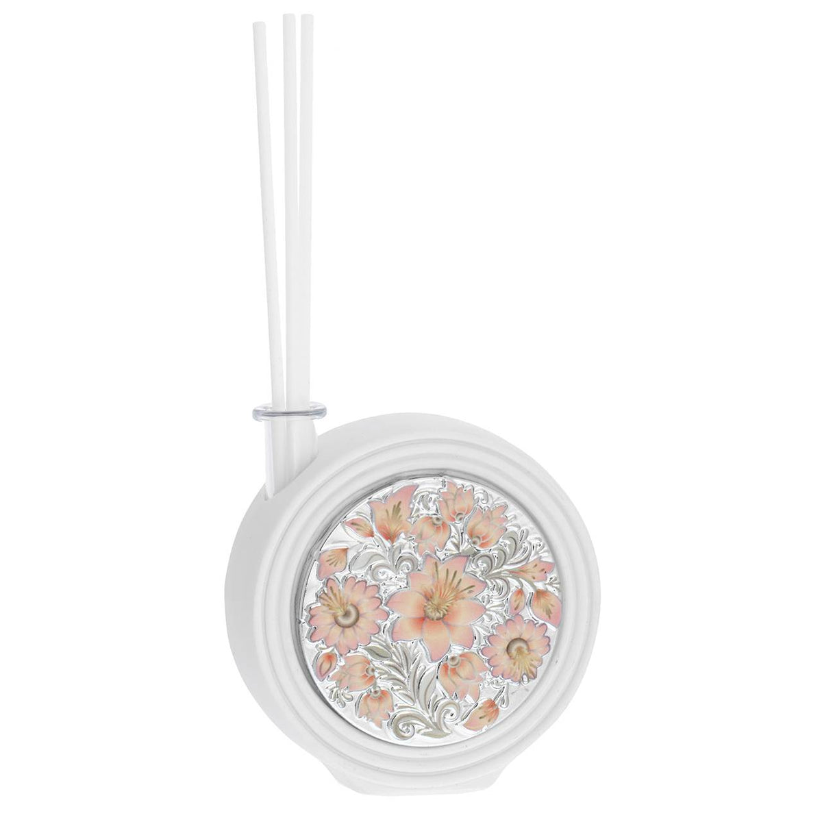 Bagutta Fiori Pesca Profumatore per Ambienti Tondo Bianco Ø 8,5x3 cm