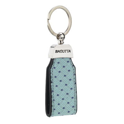 Bagutta Portachiavi ad Anello con Inserto in Tessuto Azzurro Microfantasia Blu 11 cm