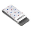 Bagutta Fermasoldi con Inserto in Tessuto Bianco Fantasia Rossa e Blu 6x3 cm