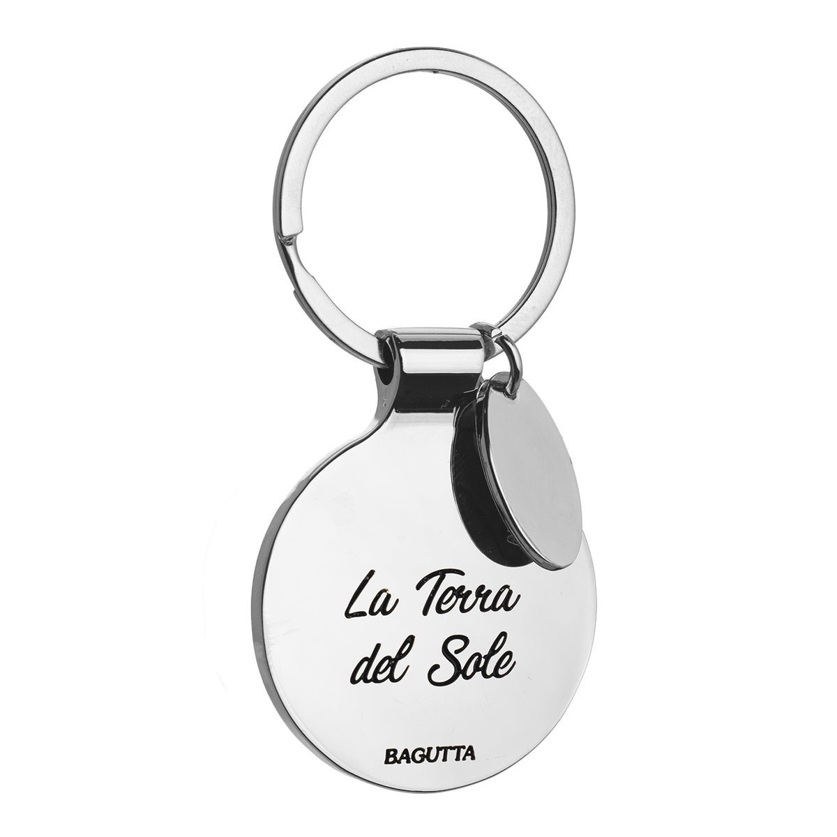 Bagutta La Terra del Sole Portachiavi Tondo Motivo Ornamentale Rosso e Blu 7 cm