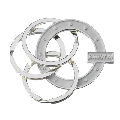 Bagutta Portachiavi Silver Plated con Decorazione Circolare Bianca Borchiata 8 cm