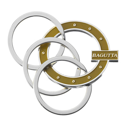 Bagutta Portachiavi Silver Plated con Decorazione Circolare Gialla Borchiata 8 cm