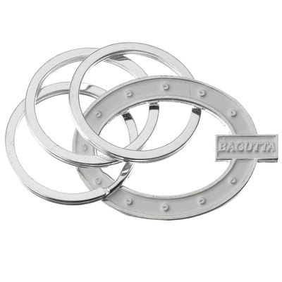 Bagutta Portachiavi Silver Plated con Decorazione Ovale Bianca Borchiata 8 cm