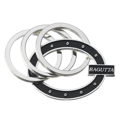 Bagutta Portachiavi Silver Plated con Decorazione Ovale Nera Borchiata 8 cm