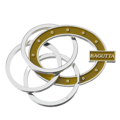 Bagutta Portachiavi Silver Plated con Decorazione Ovale Gialla Borchiata 8 cm