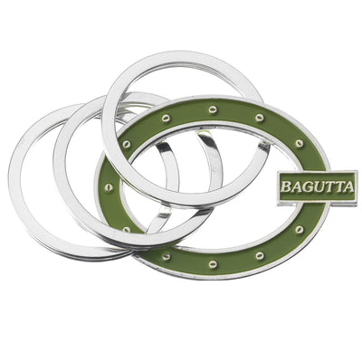 Bagutta Portachiavi Silver Plated con Decorazione Ovale Verde Borchiata 8 cm