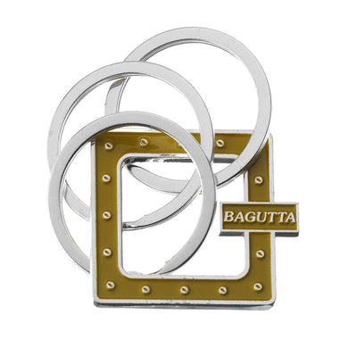 Bagutta Portachiavi Silver Plated con Decorazione Quadrata Gialla Borchiata 8 cm